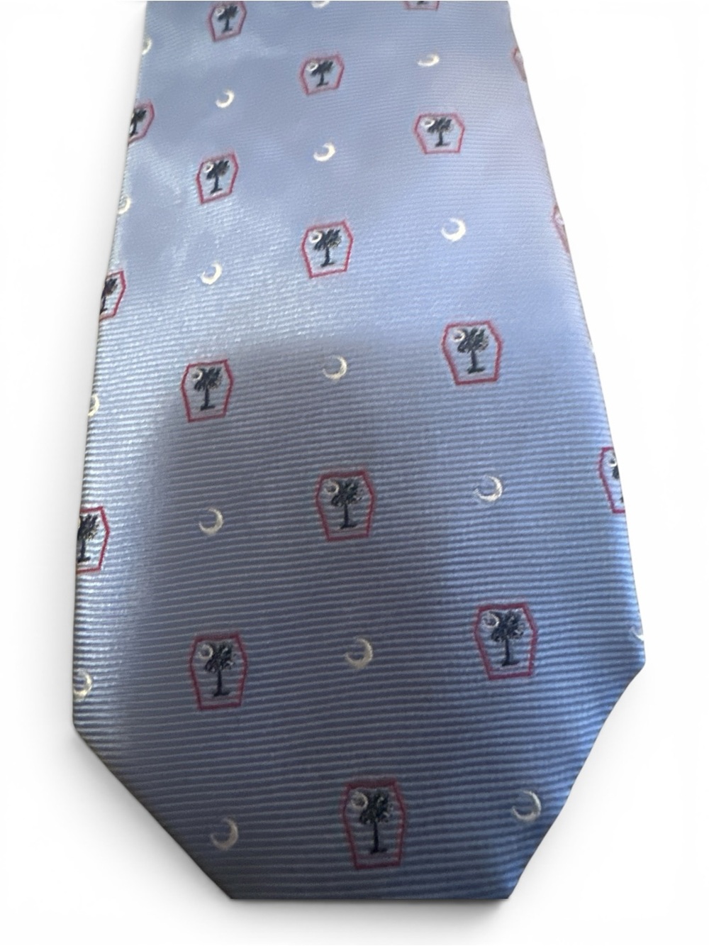 Boys State SC Men's Light Blue Patterned Silk Tie - Palm Motif